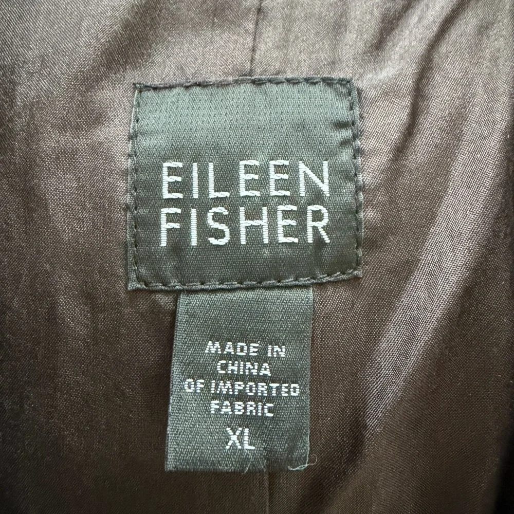 EILEEN FISHER brown Silk lined long Sleeve Shirt Dress silk XL dark brown - Picture 3 of 5